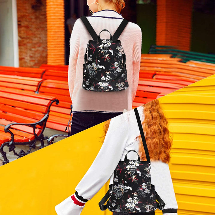 Fmeida Rucksack Damen Anti Diebstahl Nylon Handtaschen Wasserdichte 2 in 1 Schultertasche Casual Day