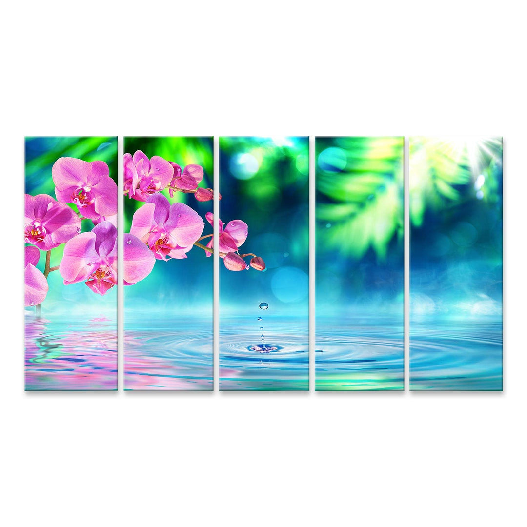 islandburner Bild auf Leinwand Orchidee In Zen Garten Am Teich Bilder Wandbilder Poster Leinwand 160
