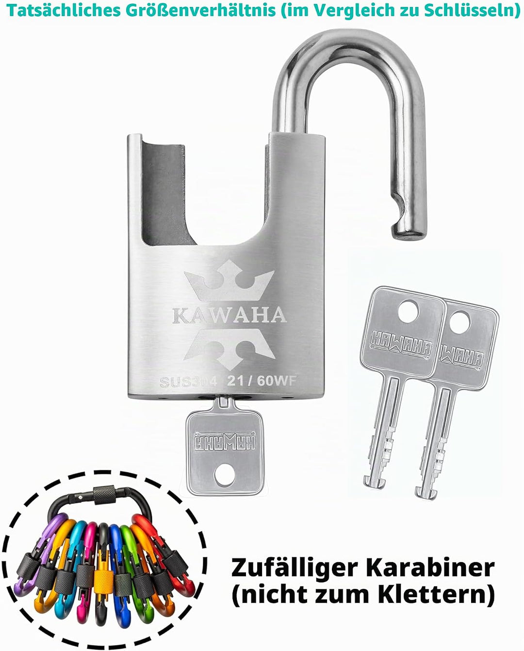 21/60KD-3SK Hochsicherheits-Vorhängeschloss Aus Edelstahl Mit Schlüssel für Innen- und Aussenbereich