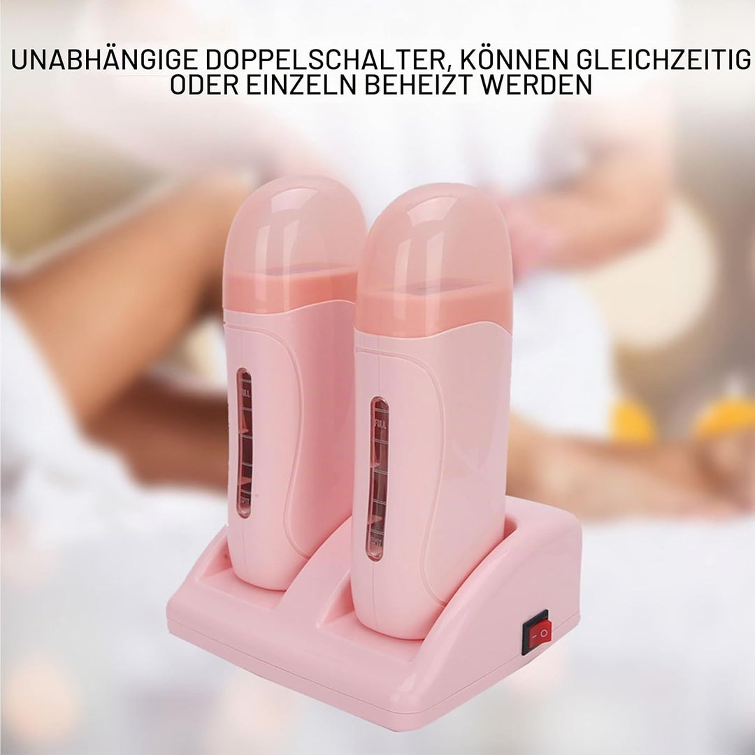 Wax Warmer, Wachserhitzer zum Aufrollen mit Doppelkartuschen, Wachserhitzer zur Haarentfernung - Ros