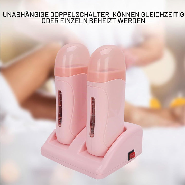 Wax Warmer, Wachserhitzer zum Aufrollen mit Doppelkartuschen, Wachserhitzer zur Haarentfernung - Ros