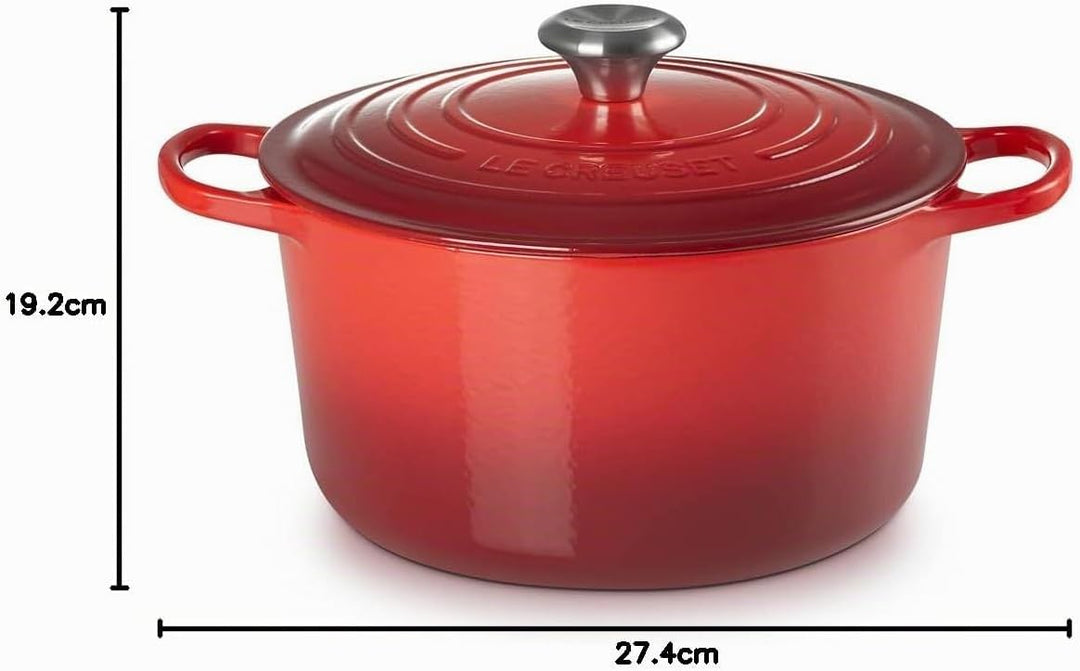 Le Creuset Hoher runder Bräter aus Gusseisen, 26cm, Kirschrot, 21195260602430, Kirschrot