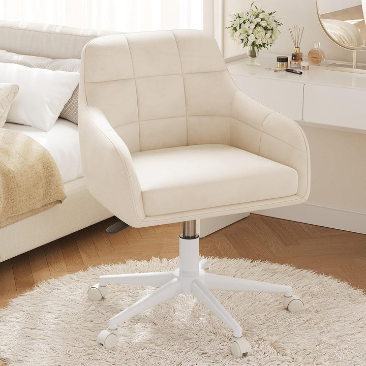 YOUDENOVA Schreibtischstuhl, Drehstuhl mit Rollen, Schminkstuhl Höhenverstellbar, Homeoffice Stuhl,