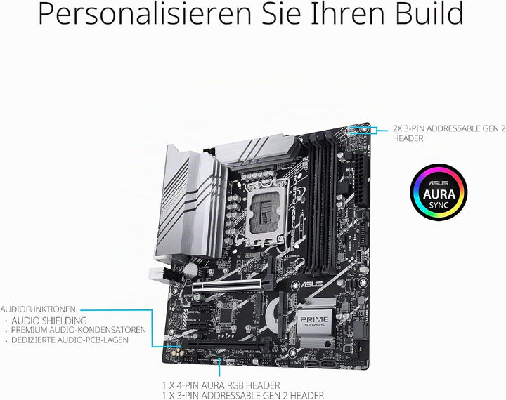 ASUS Prime Z790M-PLUS D4 Gaming Mainboard Sockel Intel LGA1700 (micro ATX, PCIe 5.0, DDR4 Speicher, 