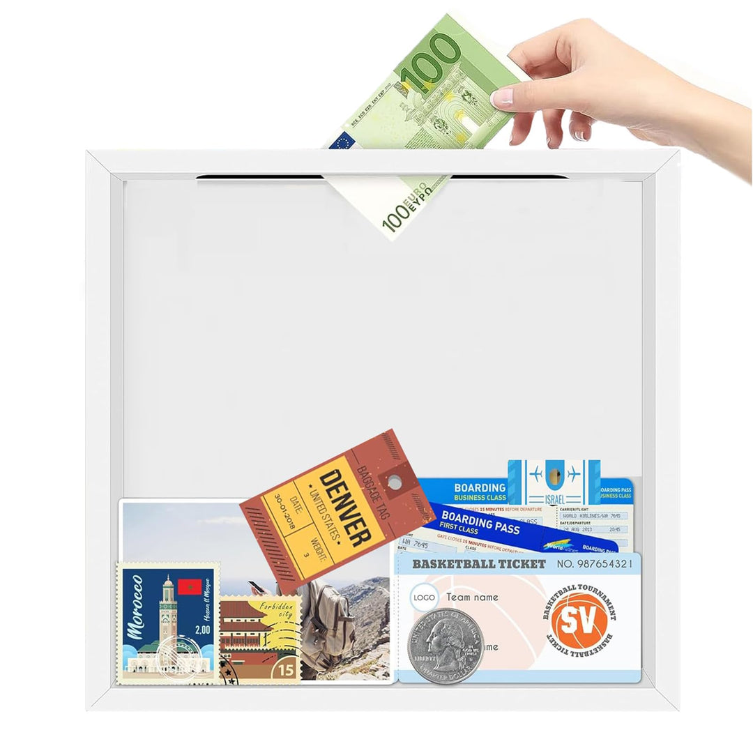 Reise Abenteuer Archivbox für Erinnerungen, 29*29cm Reise Konzert Ticket Schattenbox mit Schlitz, Re
