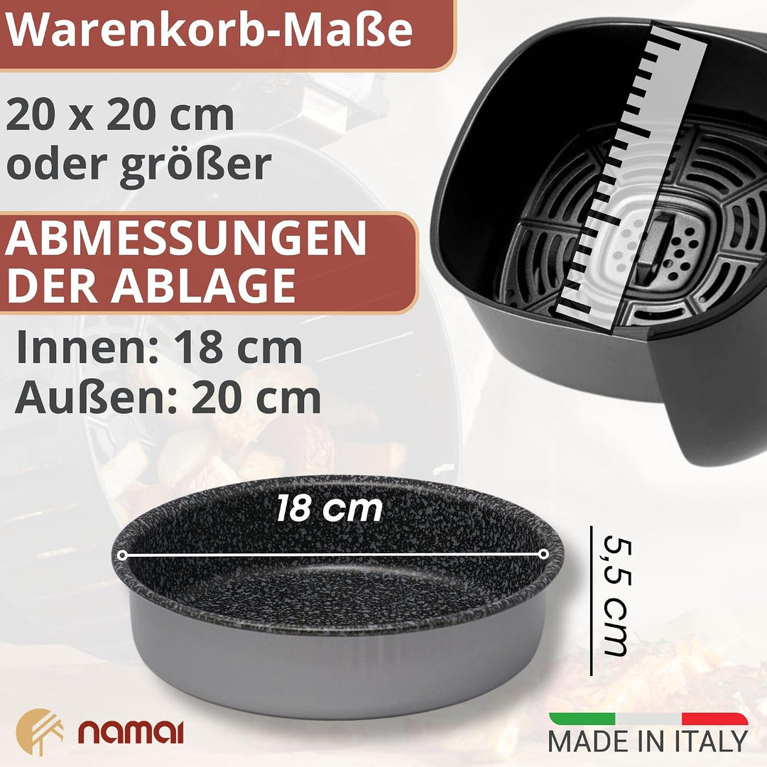 NAMAI - Backform Rund - Heissluftfritteuse Zubehör - 18 CM - Spülmaschinengeeignet - Backform 18 cm