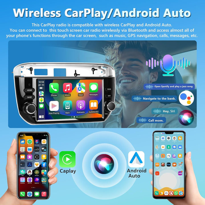 4GB+64GB Autoradio für FIAT Punto 2012 2013 2014 2015 2016 mit Wireless Carplay/Android Auto, 7 Zoll