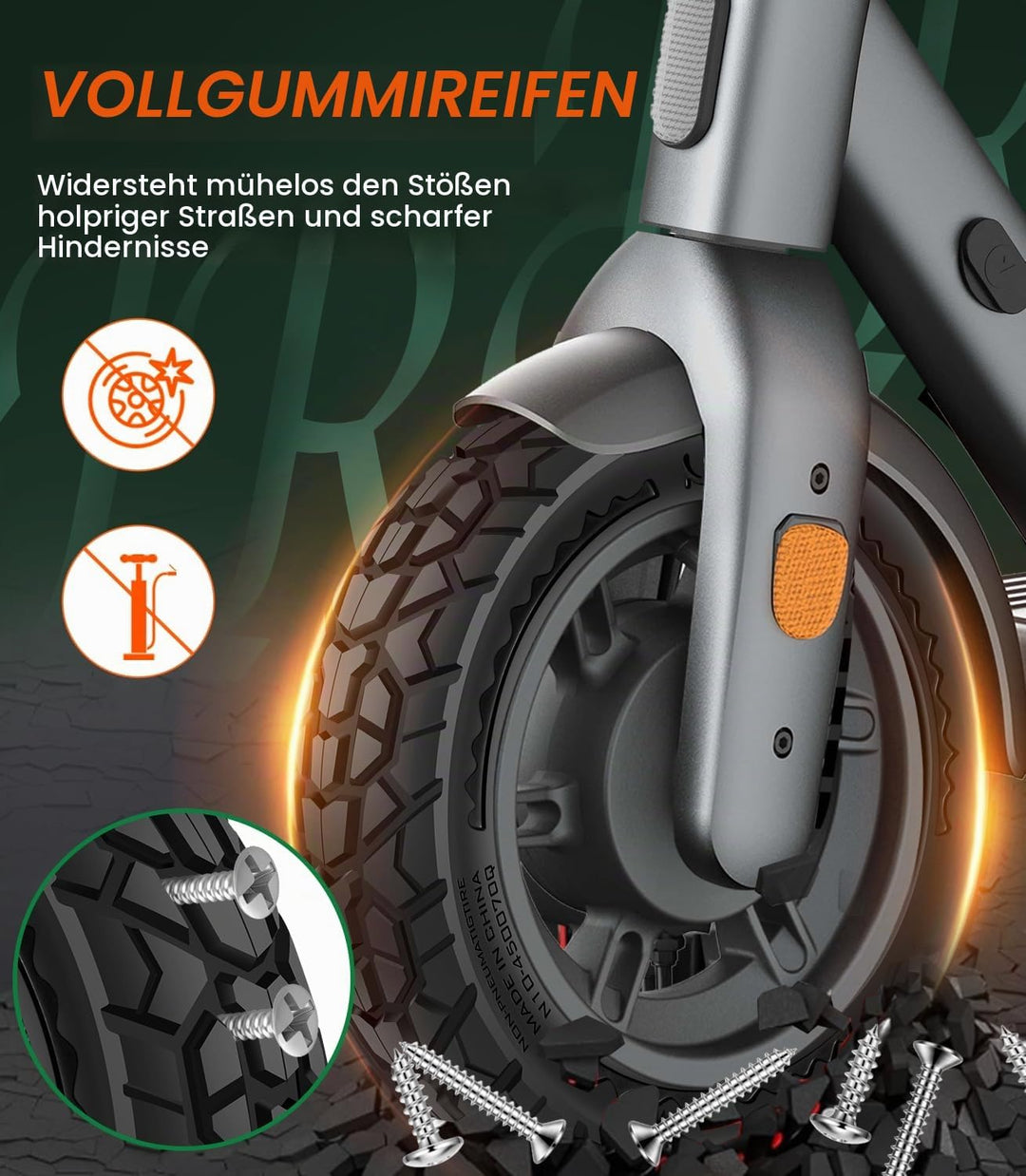 BANGTING 2 PCS 8,5 Zoll E Scooter Solid Reifen, 8 1/2 x2 Vollgummireifen, 50/75-6.1 Ersatzreifen für