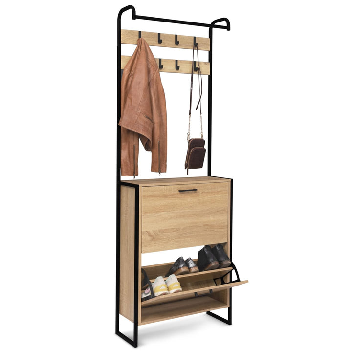 IDMarket - Eingangsgarderobe LUIS Schuhmöbel 2 Türen Industriedesign