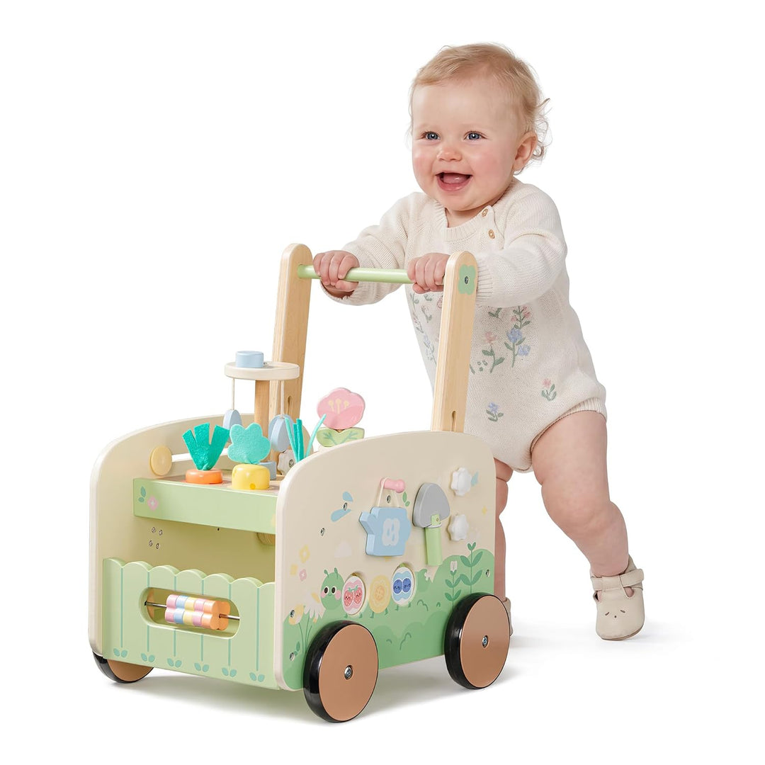 ROBUD Holz Lauflernwagen Garten, 10-in-1 Baby Lauflernhilfe, ab 10 Monate