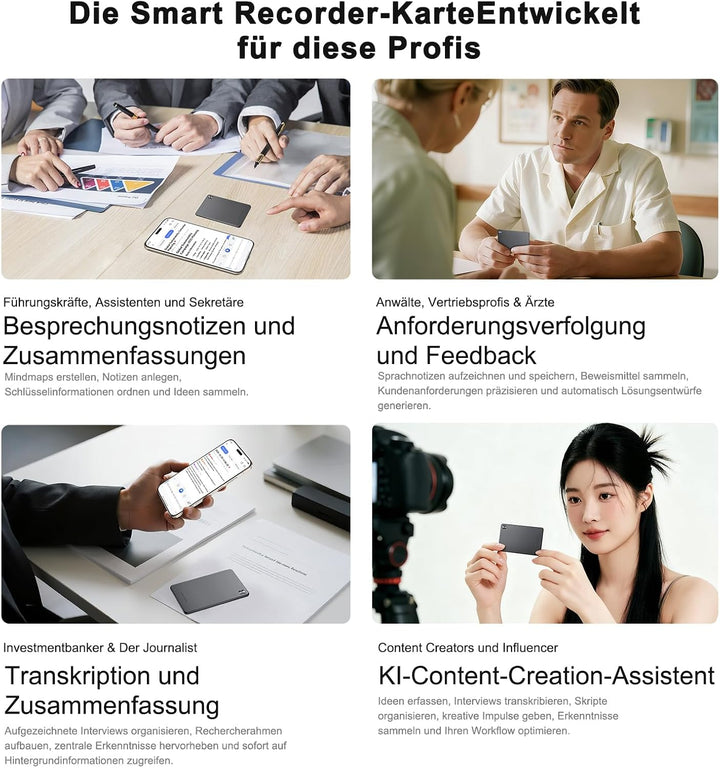 HONOR Choice AI Note Sprachrekorder, 600 Min/Monat Kostenlose Transkription, Digitales Diktiergerät