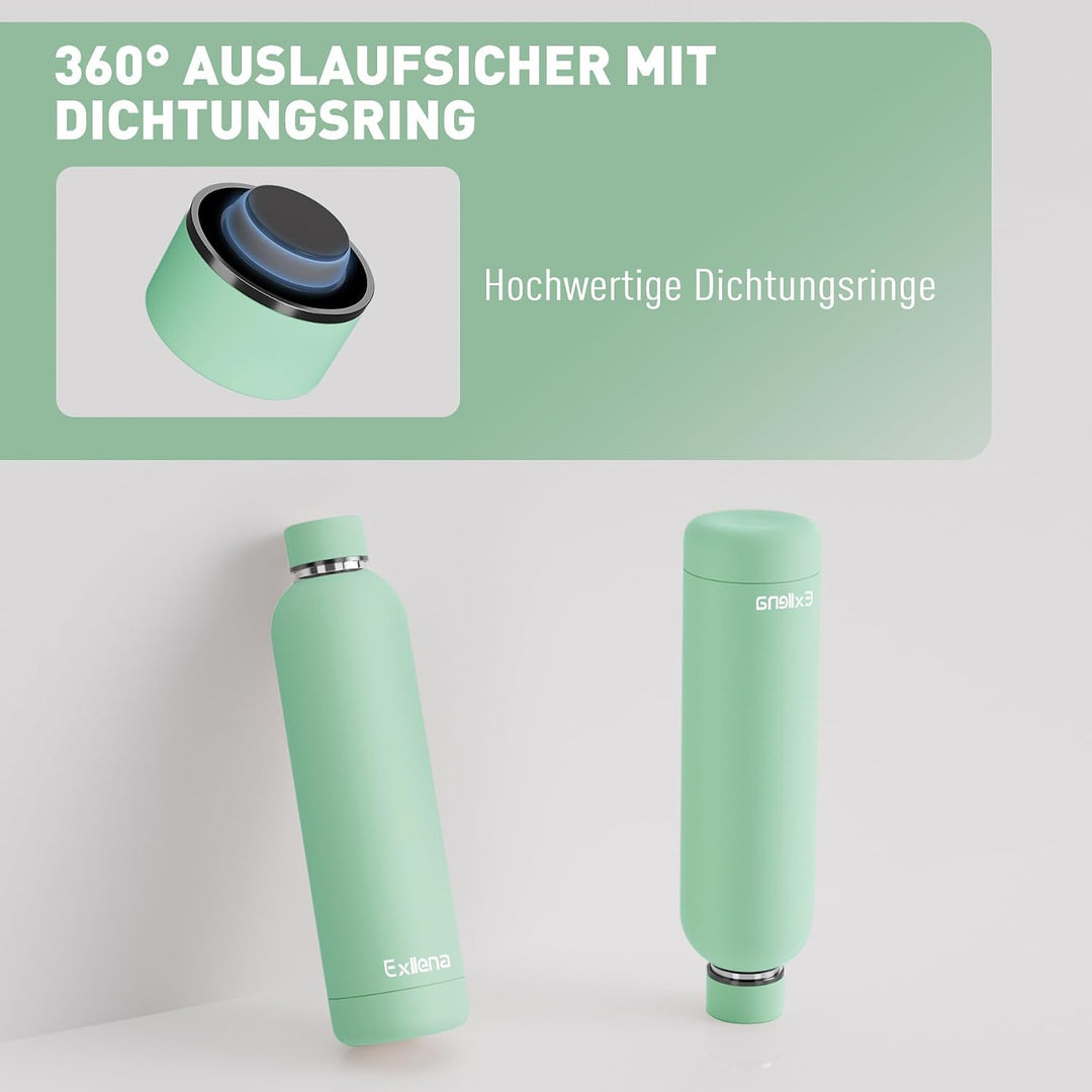 Exllena Trinkflasche Edelstahl 750ml - Hochwertige Thermosflasche Mit Silikongriff für Sport, Büro u