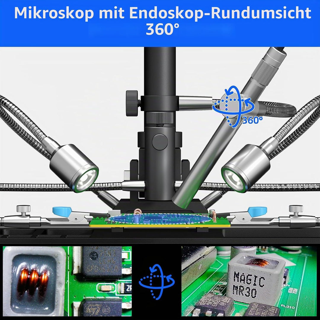 Andonstar AD409 Max HDMI Digitalmikroskop mit Lötstation, Endoskop, 10,1 Zoll LCD-Bildschirm, 300X U