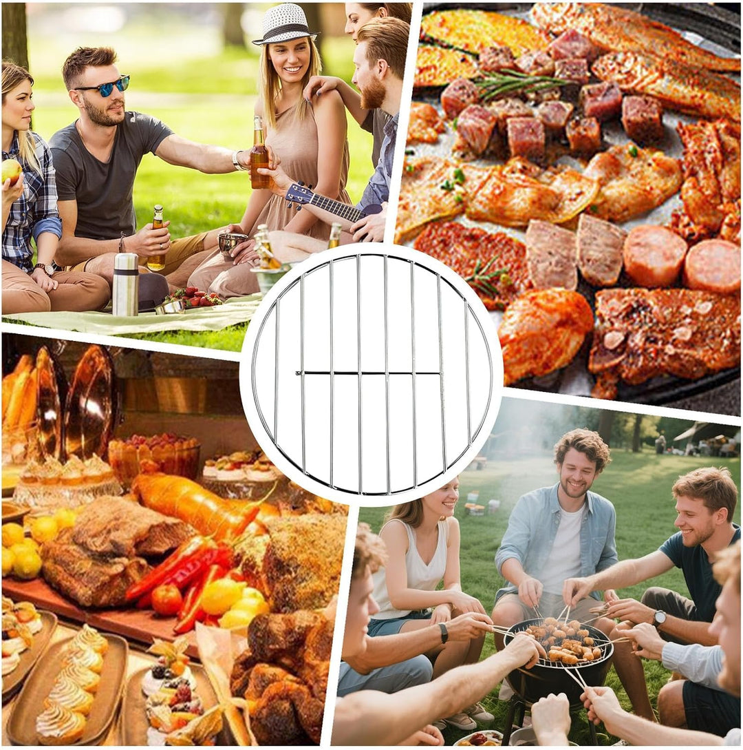 Grillrost, runder Drahtgitter, 48 cm, Edelstahl-Konstruktion und hitzebeständiges Design, Grillgitte