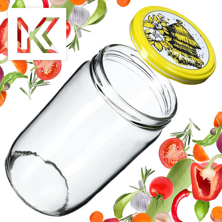 KADAX 16er Set Einmachgläser 720ml TO82 Bienenstock, Grosse Sturzgläser mit Schraubdeckel, Einkochgl