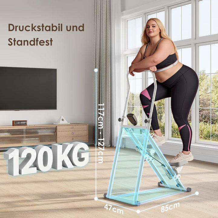 Mdeam Stair Stepper für Zuhause, Vertical Climber mit Haltegriff Weiss, Weiss