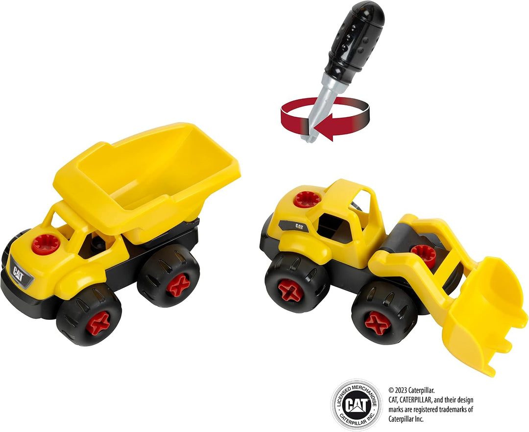 Theo Klein 3252 Caterpillar - Schraubtruck 4 in 1 I Konstruktionsspielzeug mit Werkzeugbox I Inkl. B