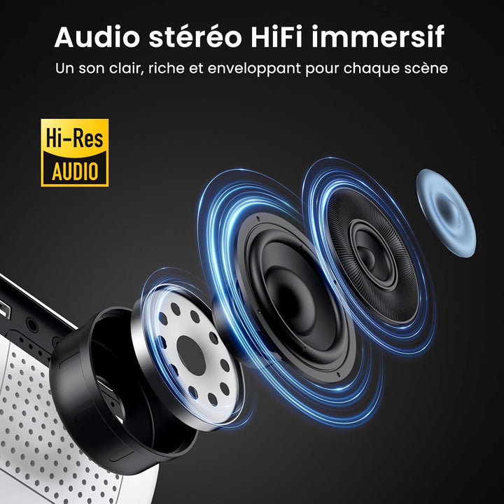 Mini Beamer 4K, HAPPRUN H1 Full HD Beamer mit Bluetooth – Native 1080P Tragbarer Outdoor Projektor m