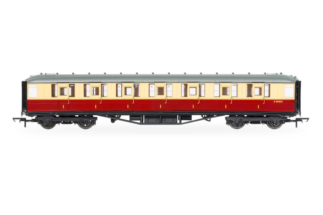 Hornby R40457 BR Gresley Corridor, karmesinrot und cremefarben, 1. Klasse, E10126E