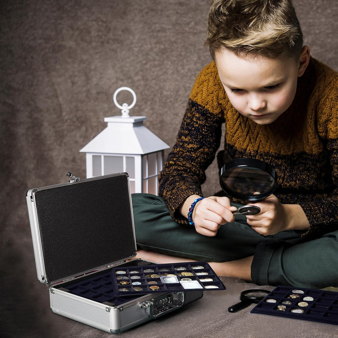 MATANA Premium Aluminium Münzkoffer mit 6 Tabletts und Zahlenschloss - Für Alle Münzgrössen, bis zu