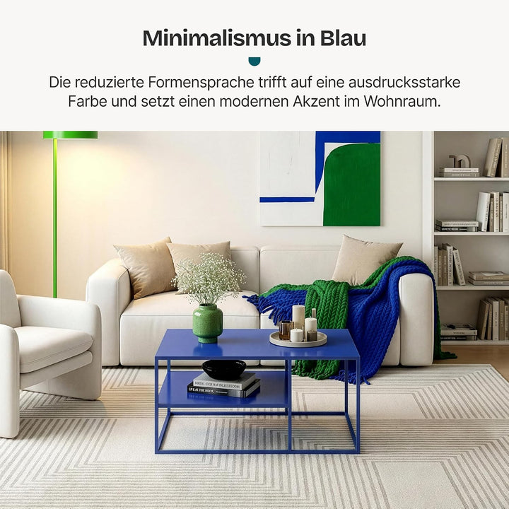 [en.casa] Couchtisch Solund Beistelltisch Metall Wohnzimmertisch mit Stauraum Sofatisch rechteckig K