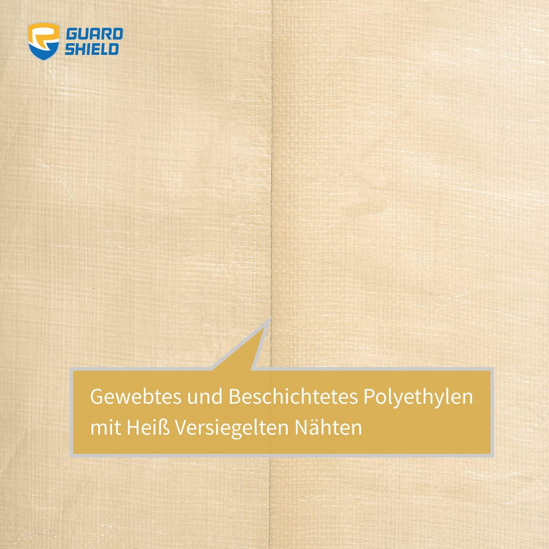GUARD SHIELD Abdeckplane mit Ösen Wasserdicht 3m x 3m Beige/Khaki Plane Gewebeplane 160g/㎡ Schutzpla
