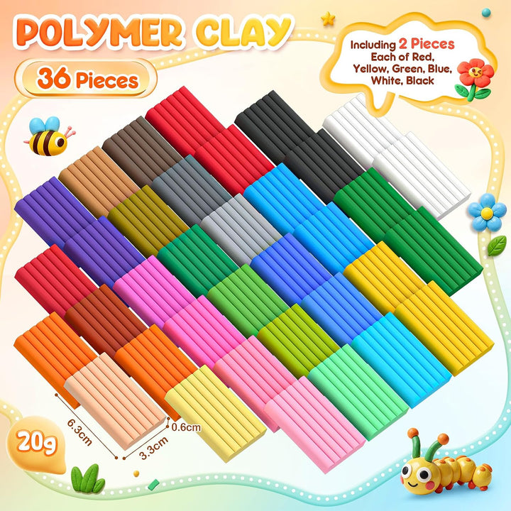 36 Stück Polymer Clay Set, Knete Set mit 24 Ohrringformen