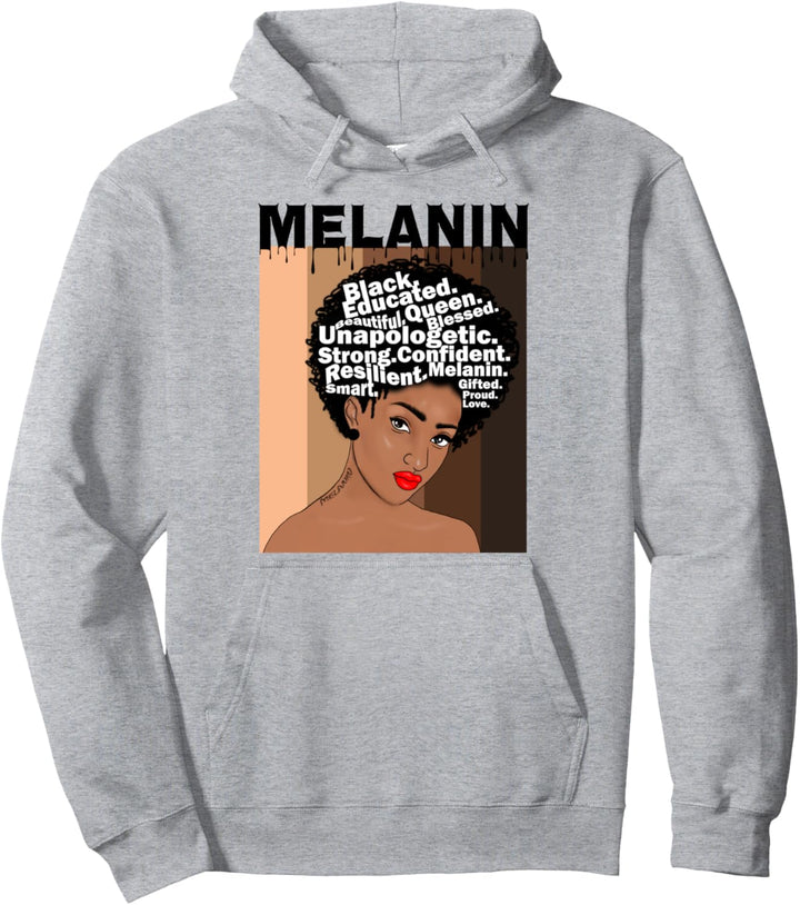 Melanin Drippin Black Pride Afro Black Girl Magic Pullover Hoodie