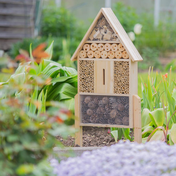 Relaxdays Insektenhotel L stehend, Nisthilfe für Bienen &amp; Insektenhotel 50 cm gross, Zum Aufhängen,