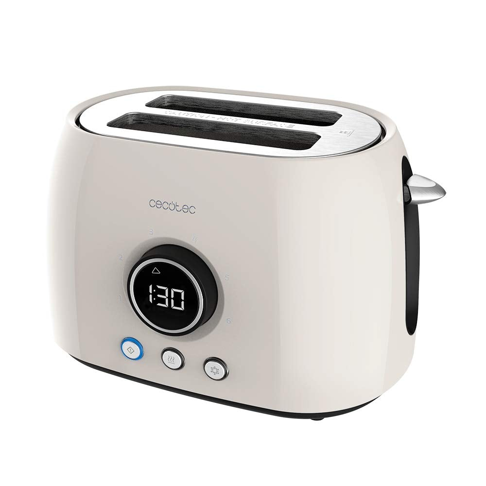 Cecotec Tostadora digital ClassicToast 8000 Biege Double. 800 W, 2 extra breiten kurzen Schlitzen, 3