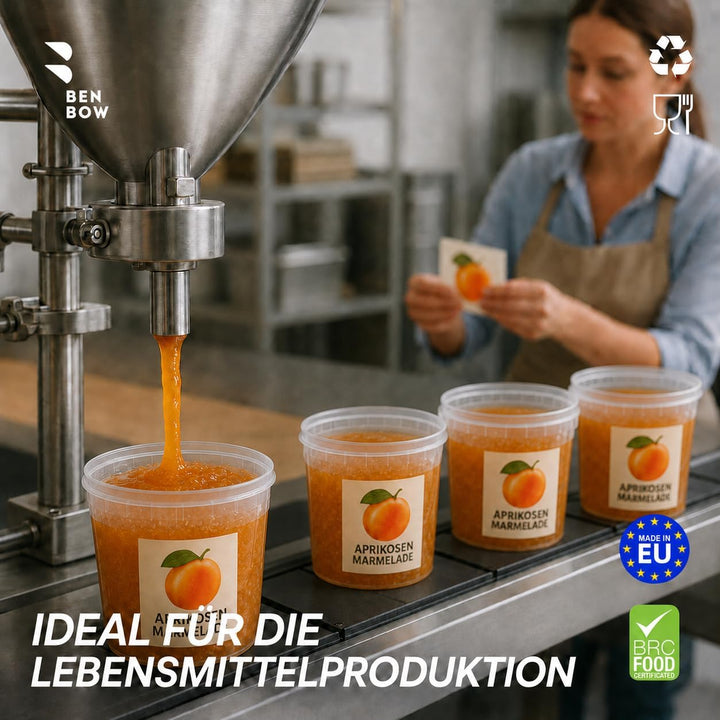BenBow Eimer mit Deckel 1l Transparent 100x 1 Liter - lebensmittelecht, stabil, luftdicht, auslaufsi
