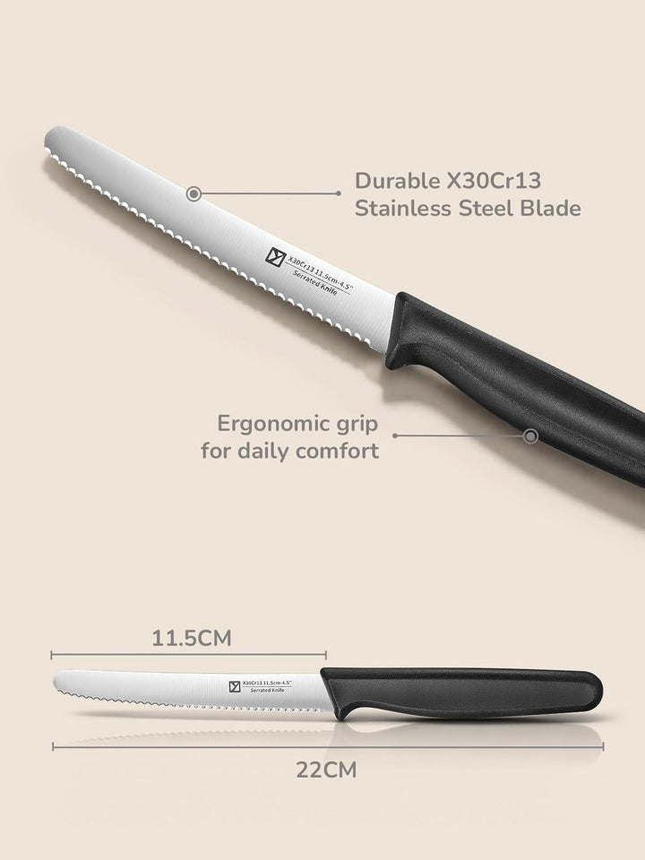Yabano 6er Set Frühstücksmesser Brötchenmesser Tomatenmesser