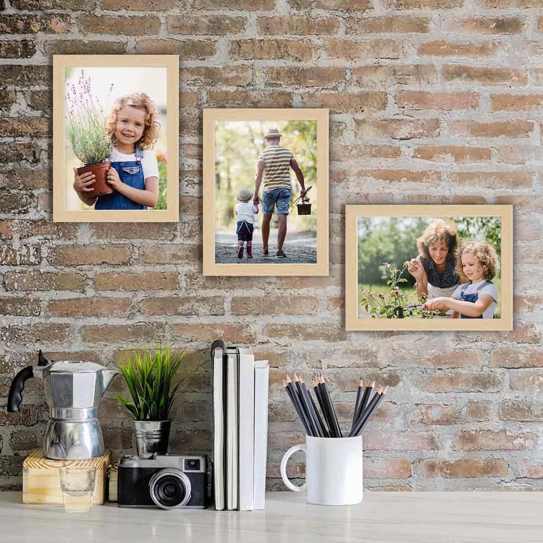 PHOTOLINI Bilderrahmen 13x18 Set Natur, 10x Bilderrahmen 13x18 Holz MDF, Fotorahmen 13 x 18 mit Acry