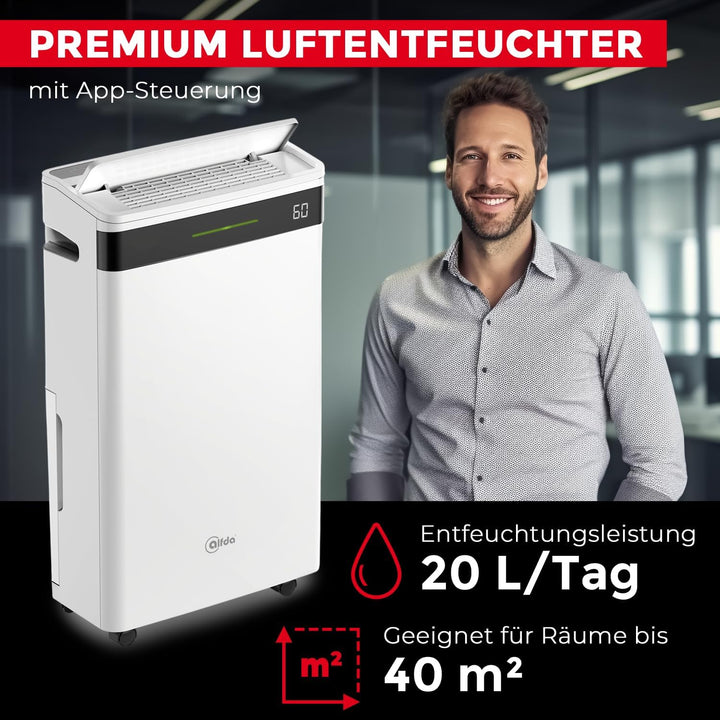 alfda AEF2000W Luftentfeuchter 20 L/Tag mit App-Steuerung 20 Liter/Tag + APP-Steuerung, 20 Liter/Tag