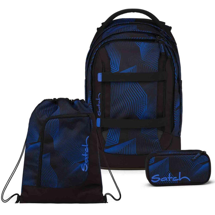 Satch Pack Schulrucksack Set 3tlg. inkl. Schlamperbox und Sportbeutel (Seismic Blue), Seismic Blue