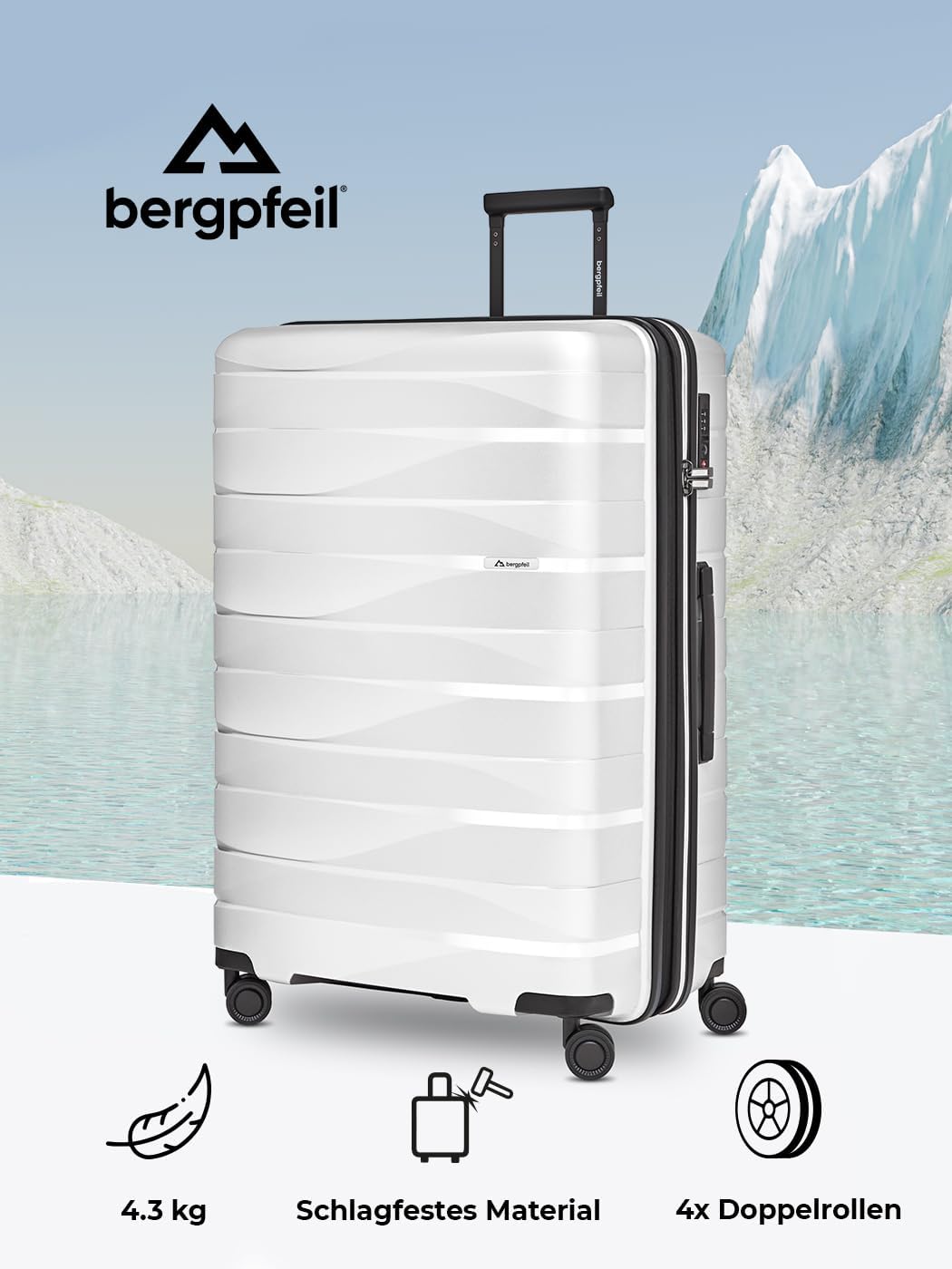 Hartschalenkoffer XL Reisekoffer leicht 77 cm Ice White Metallic L, Ice White Metallic L
