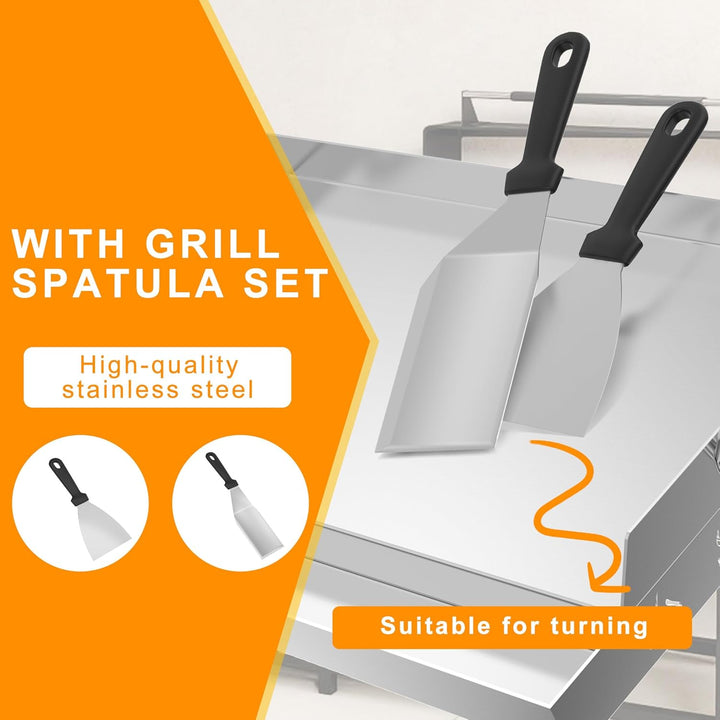 Froadp Edelstahl Grillplatte | 47x32x7cm Universal BBQ Plancha mit Ölrinne | BBQ Plancha für Gas- &amp;