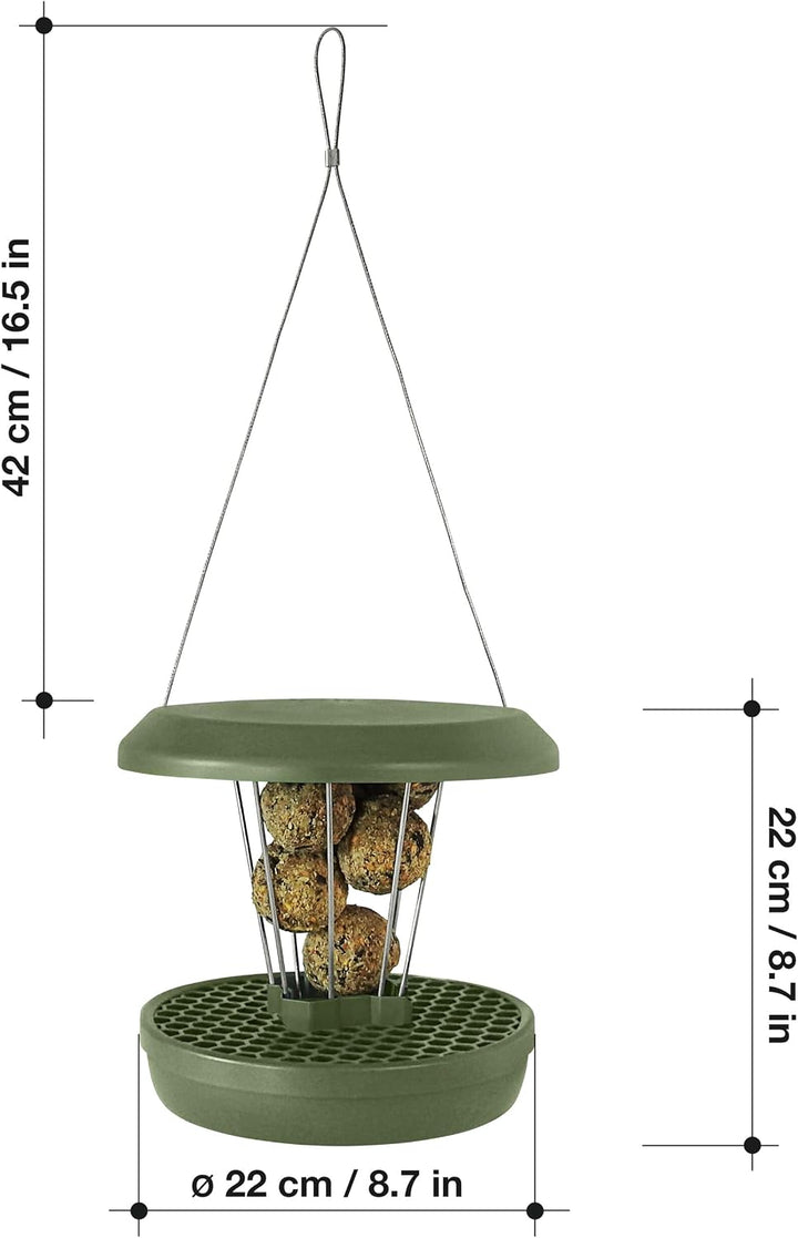 SWISSINNO Vogelfutterhaus zum Aufhängen – Lucerne SMART Birds - Meisenknödelhalter mit Auffangschale