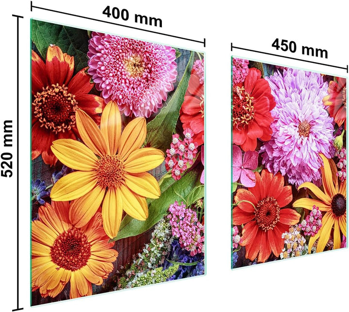 TMK ArtDeko Herdabdeckplatte 2 Teilig 40x52 + 45x52 cm - Spritzschutz Herdabdeckung – Herdschutz aus