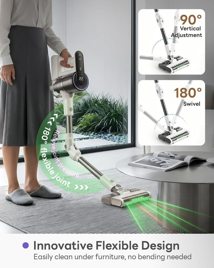 Akku Staubsauger mit Wischfunktion, 15000 Pa/40000RPM/30 Min Laufzeit für zu Hause, Leichter Staubsa