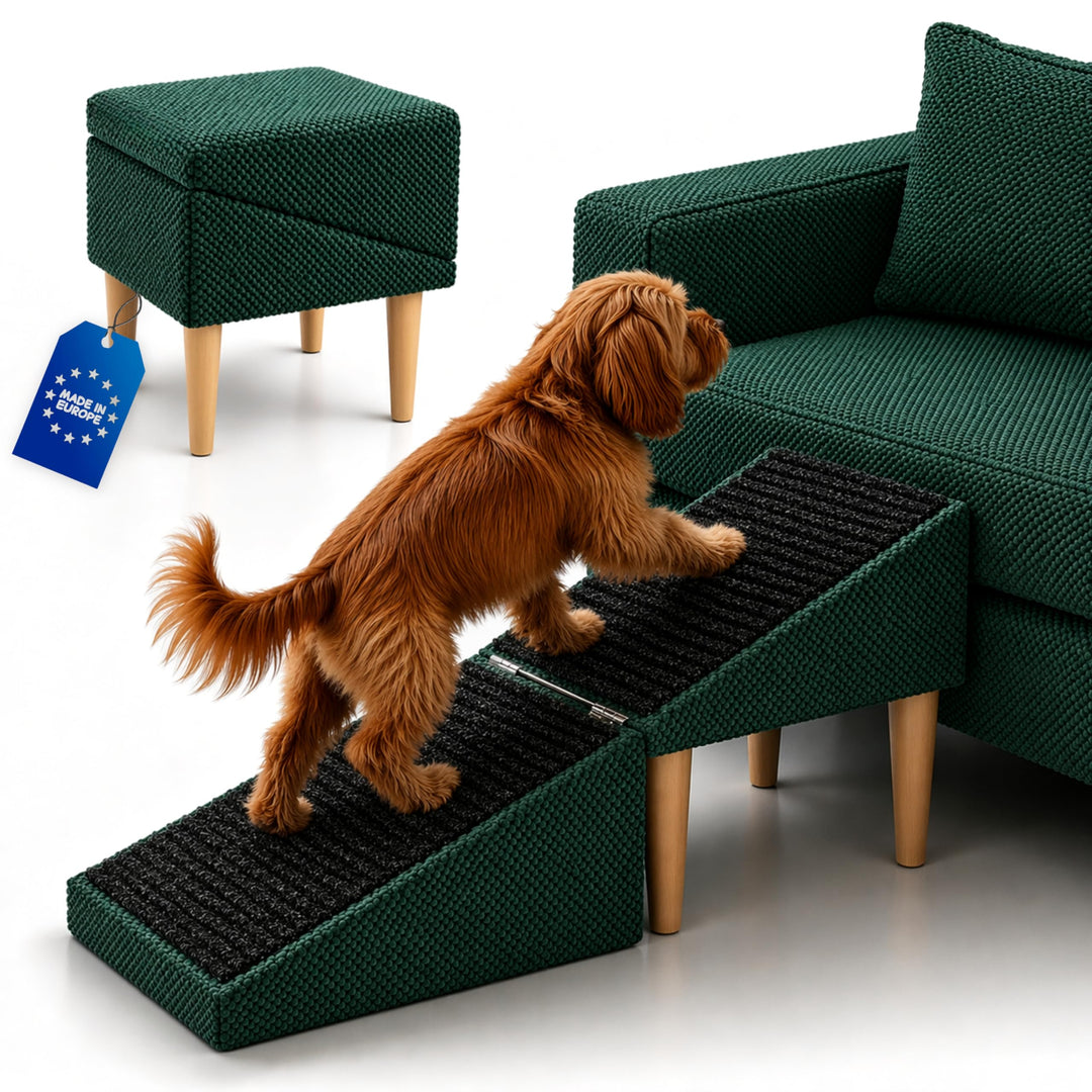 Outentin Hundetreppe Klappbar – rutschfeste Hunderampe &amp; Weiche Haustiertreppe für Kleine &amp; Grosse H