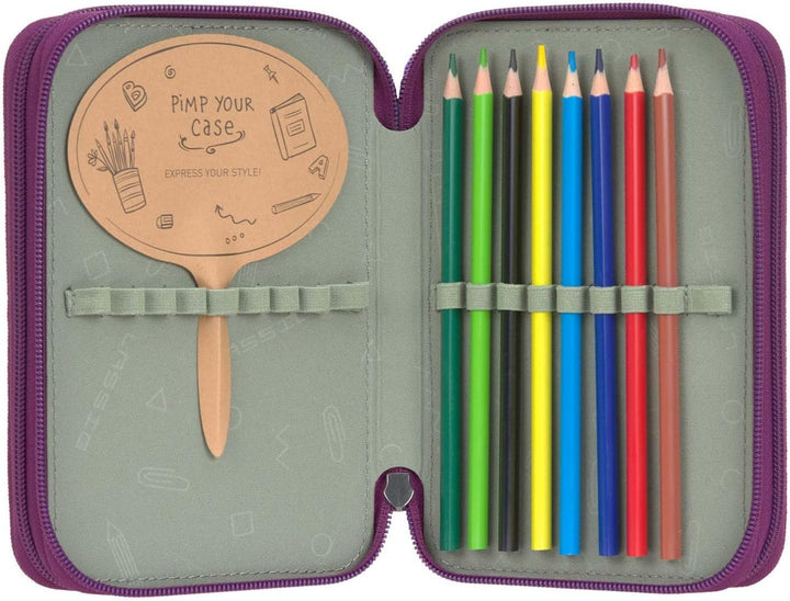 LÄSSIG Federmäppchen Unique School Triple Pencil Case Slim Lilac violett