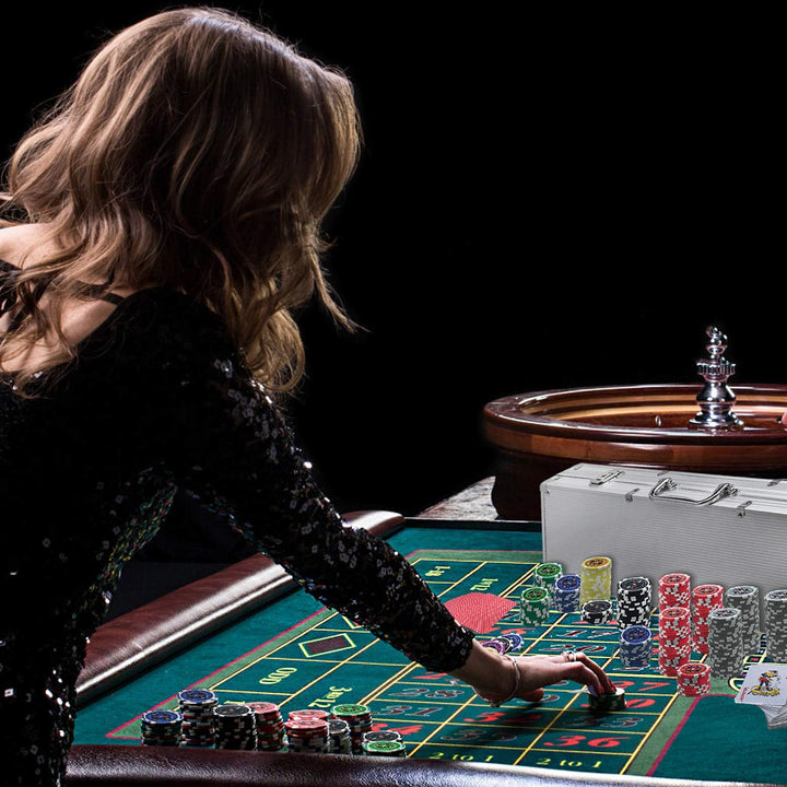 500 Chips Pokerkoffer,Laser Pokerchips mit Aluminium-Gehäuse,inkl. 500x Hochwertigen Laserchips,2X P