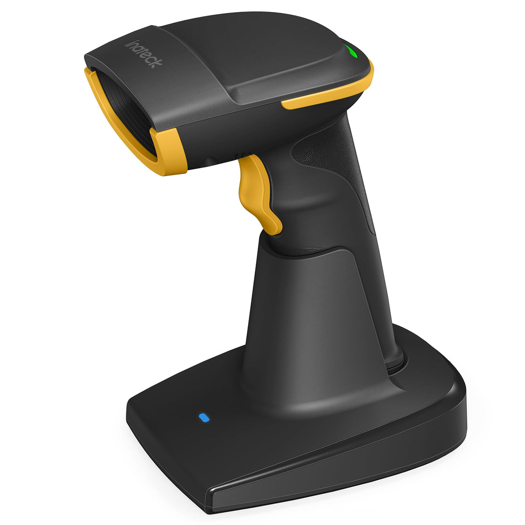 Inateck Barcode Scanner Kabellos mit Ladestation, 1D/2D/QR, BCST-54 Schwarz, schwarz
