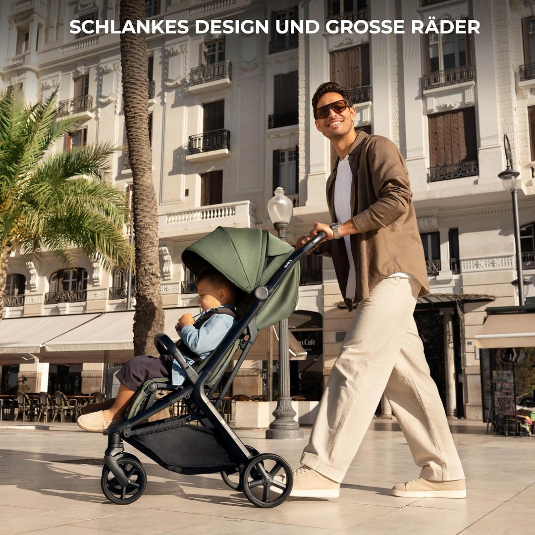 Kinderkraft NUBI 3 Buggy bis 22 kg, automatisch zusammenklappbar, grosse EVA-Räder, Mesh-Sitz, 5-Pun