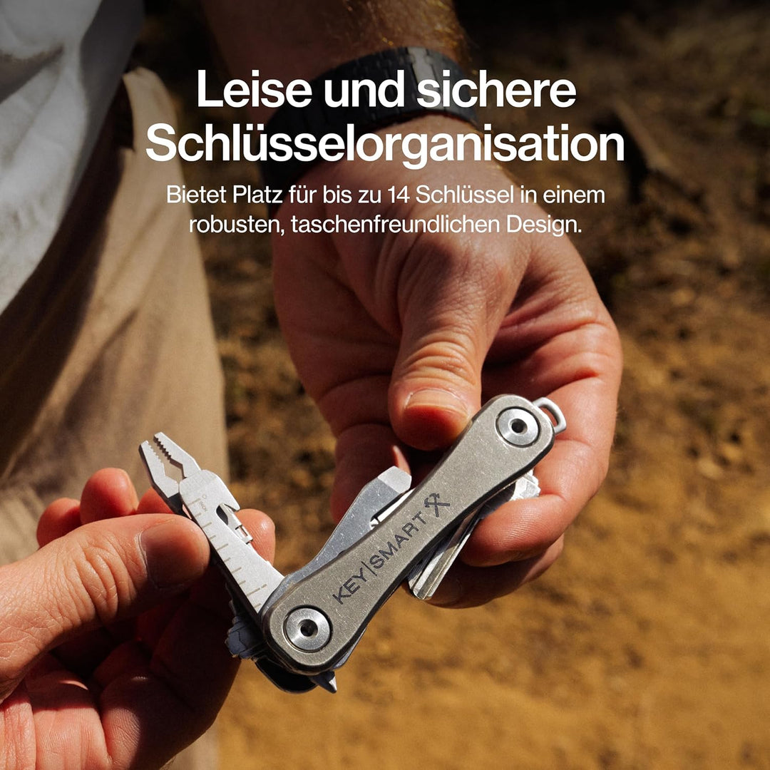 KeySmart Rugged - Multi-Tool Schlüsselhalter mit dem Flaschenöffner und Taschen Clip (bis zu 14 Schl