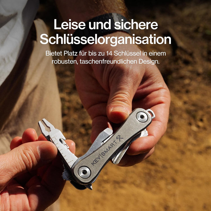 KeySmart Rugged - Multi-Tool Schlüsselhalter mit dem Flaschenöffner und Taschen Clip (bis zu 14 Schl