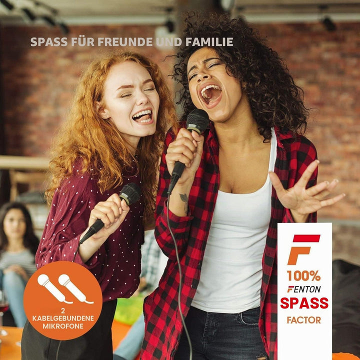 Fenton LIVE280 - Karaoke Anlage - LED Partybox Bluetooth, Musikbox Gross, Akku Integriert, 900 Watt