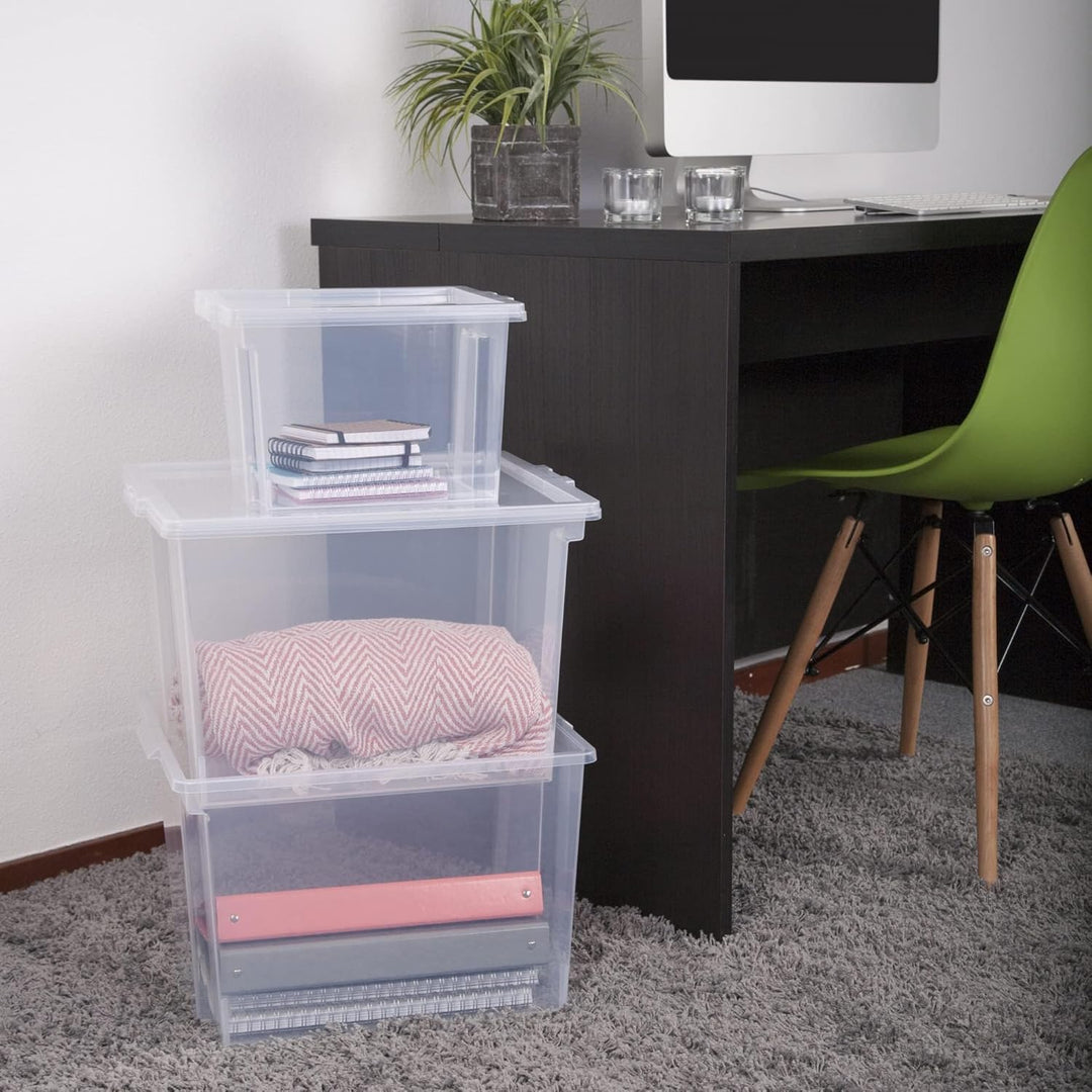 Iris Ohyama, 3er-Set, Aufbewahrungsboxen, 10 L, mit Deckel, stapelbar, Garage, Schlafzimmer, Wohnzim