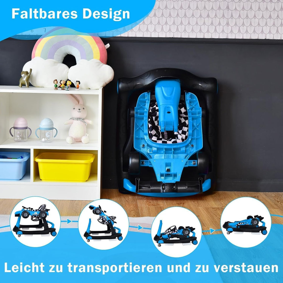 COSTWAY 4 in 1 Lauflernhilfe, Lauflernwagen klappbar mit einstellbarer Höhe &amp; Geschwindigkeit, Baby